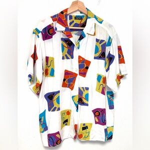 1980’s Vintage Esprit Colorful Abstract Button Down Unisex. Rare Find!